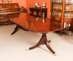 Antique George III Mahogany Twin Pillar Dining Table 18th Century