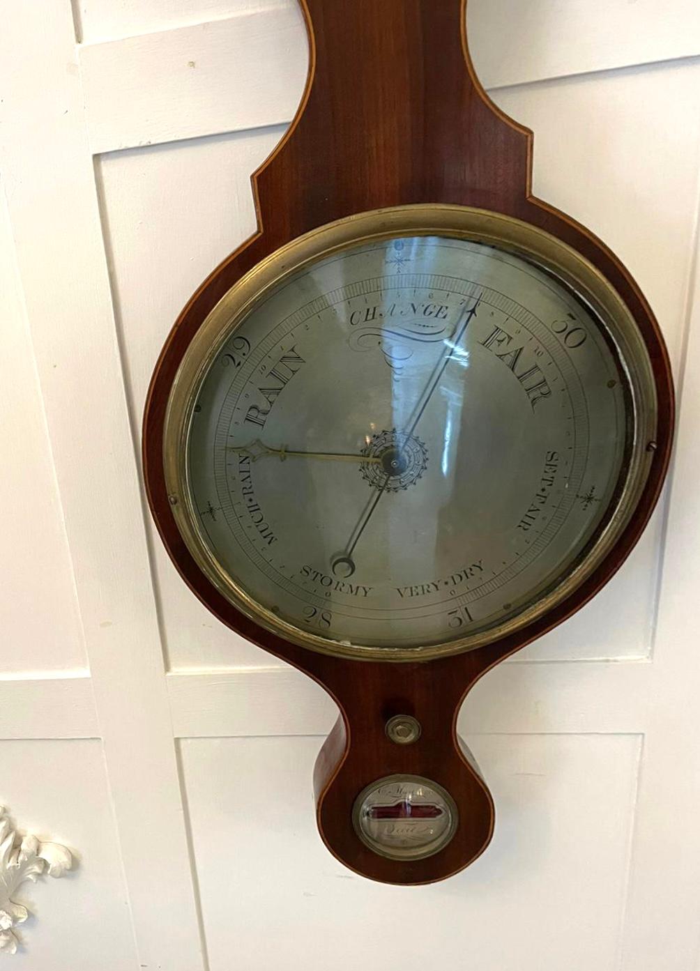 Other Antique George III Mahogany and Boxwood Inlaid Banjo Barometer