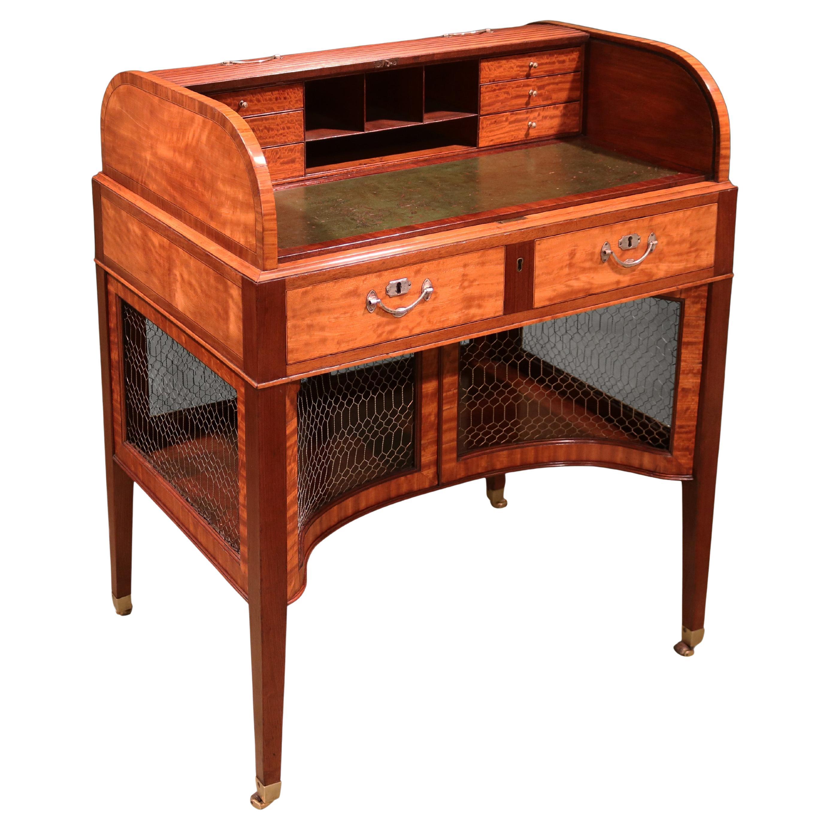 Antique George III mahogany and satinwood writing table