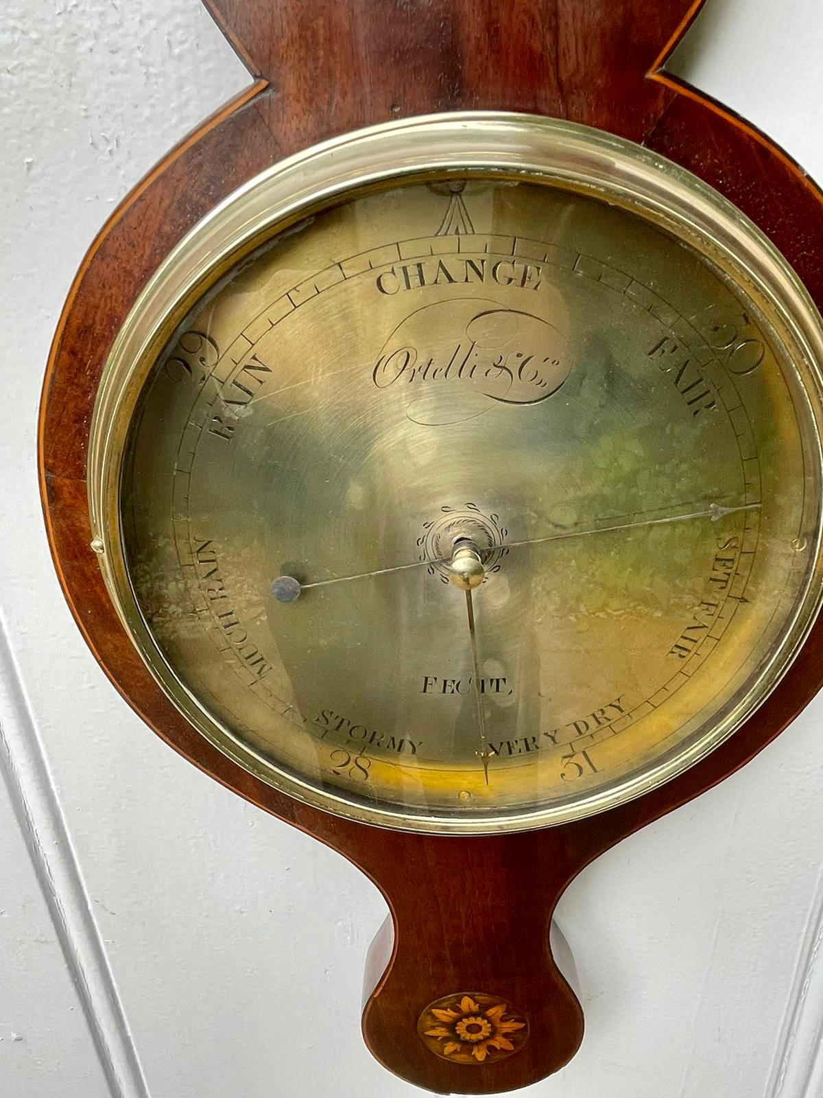 18th Century and Earlier Antique George III Mahogany Banjo Barometer For Sale