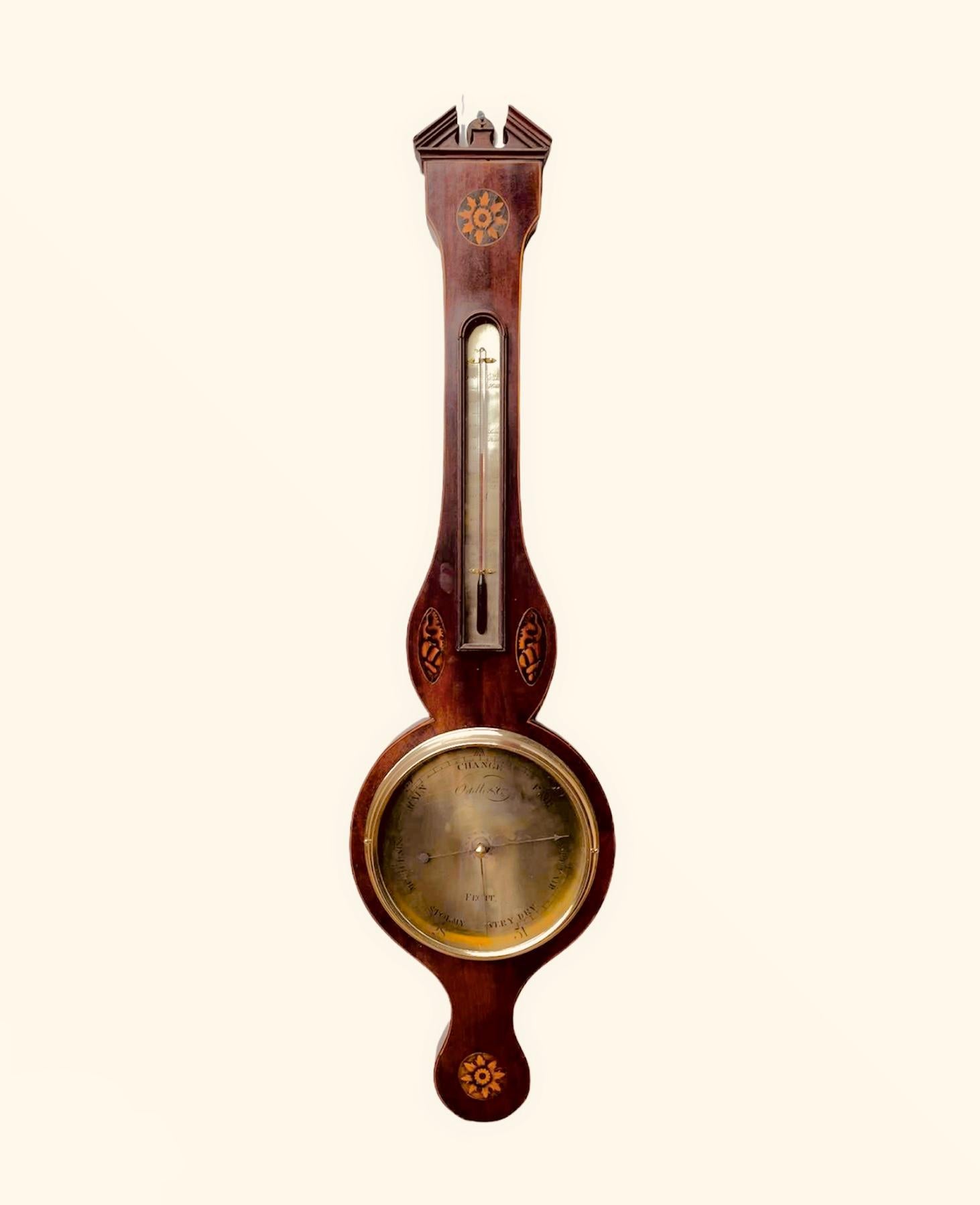 Antique George III Mahogany Banjo Barometer For Sale 2