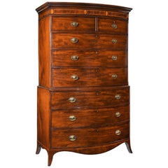 Antike George III Mahagoni Bow Front Chest on Chest - Tallboy