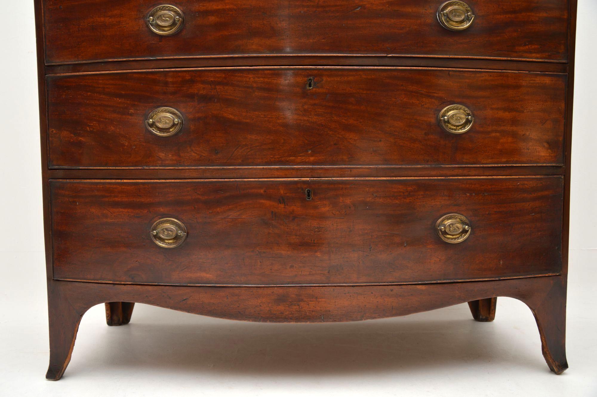 Late 18th Century Antique George III Mahogany Bow Fronted Chest of Drawers