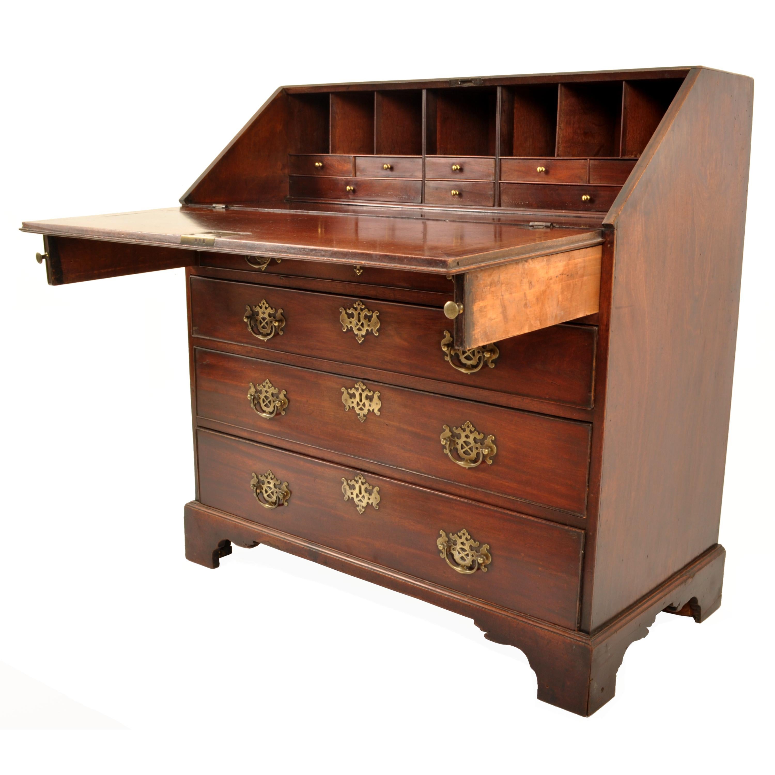 Antique George III Mahogany Country Chippendale Bureau Secretary Desk 1760 3