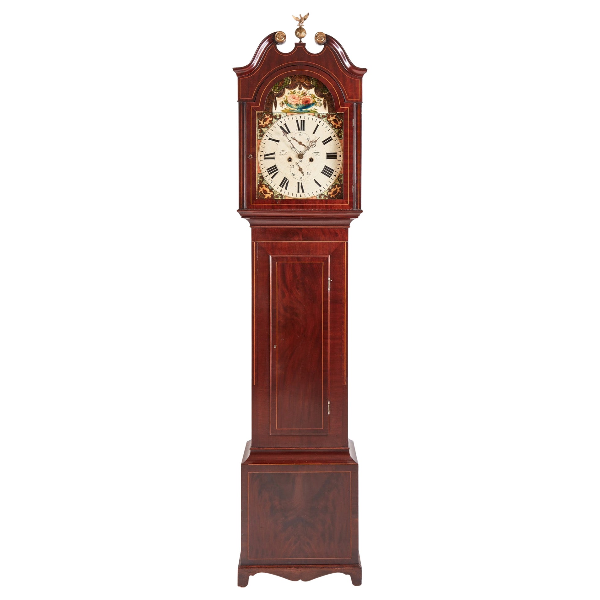 Antique George III Mahogany Inlaid Eight Day Grandfather Clock