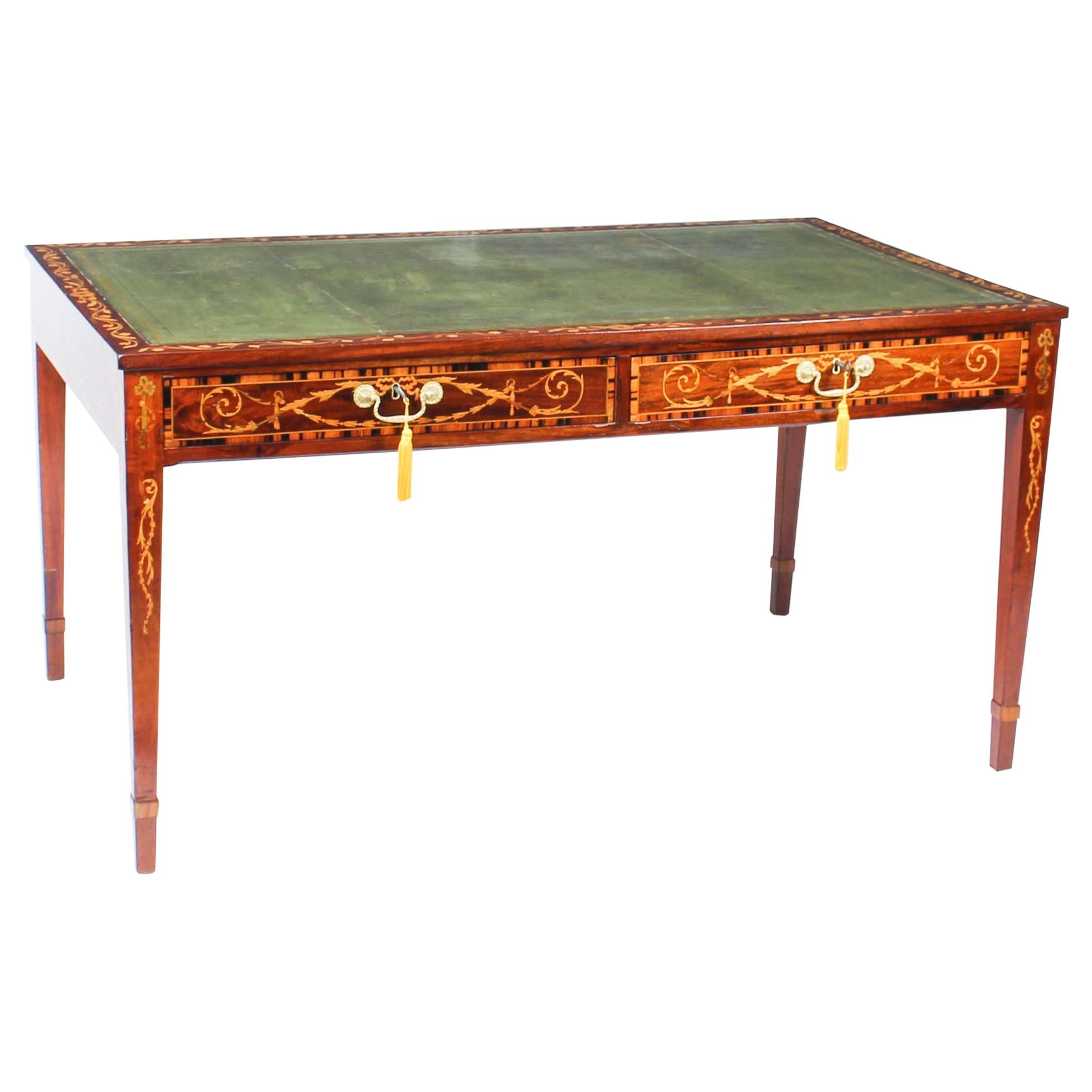 Antique George III Mahogany Library Writing Table Desk, 18th Century