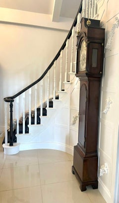 Antiguo reloj de caja larga de caoba Jorge III Firmado Charles Shuckburgh, Londres