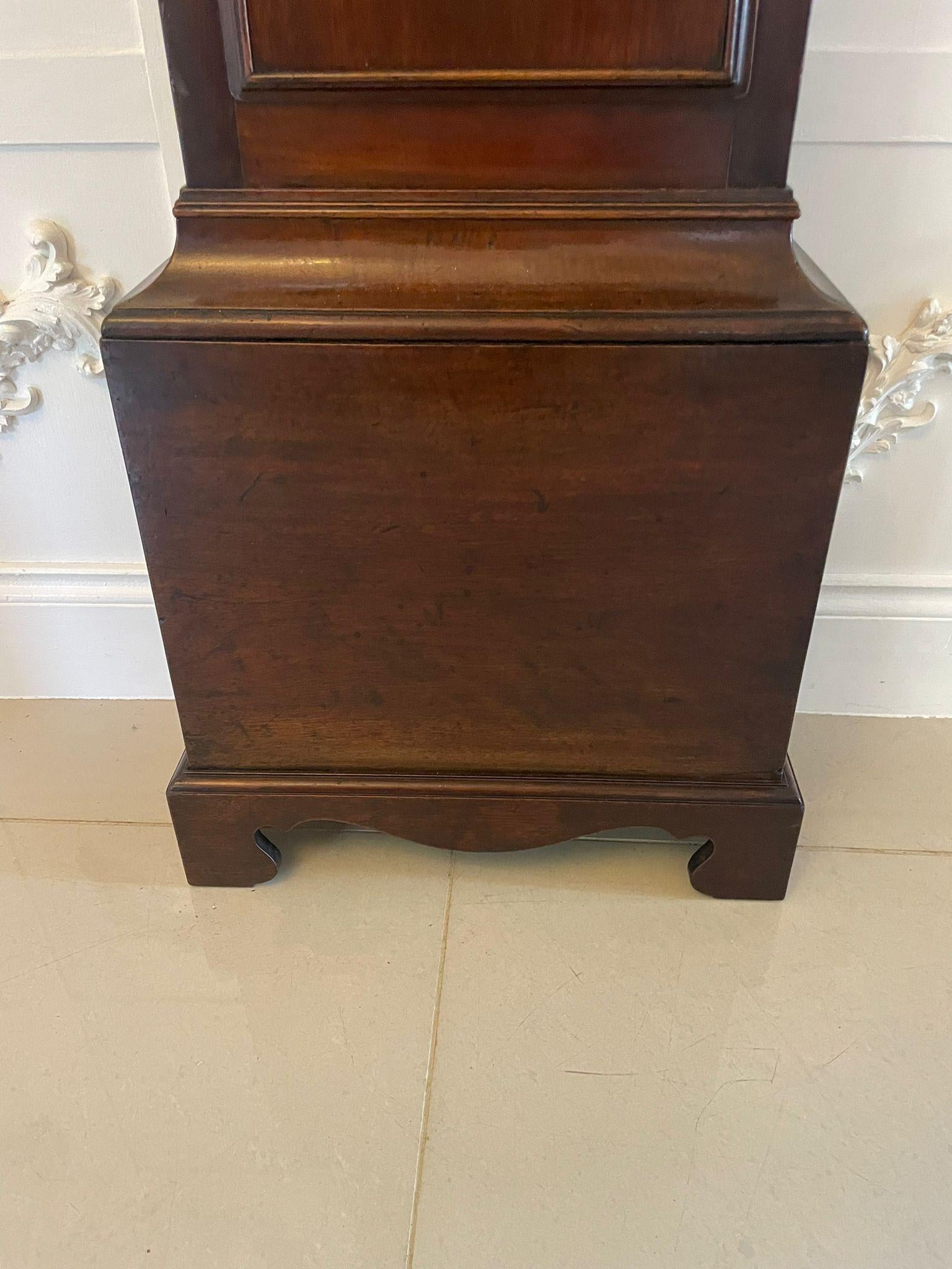 English Antique George III Mahogany Longcase Clock Signed Charles Shuckburgh, London For Sale
