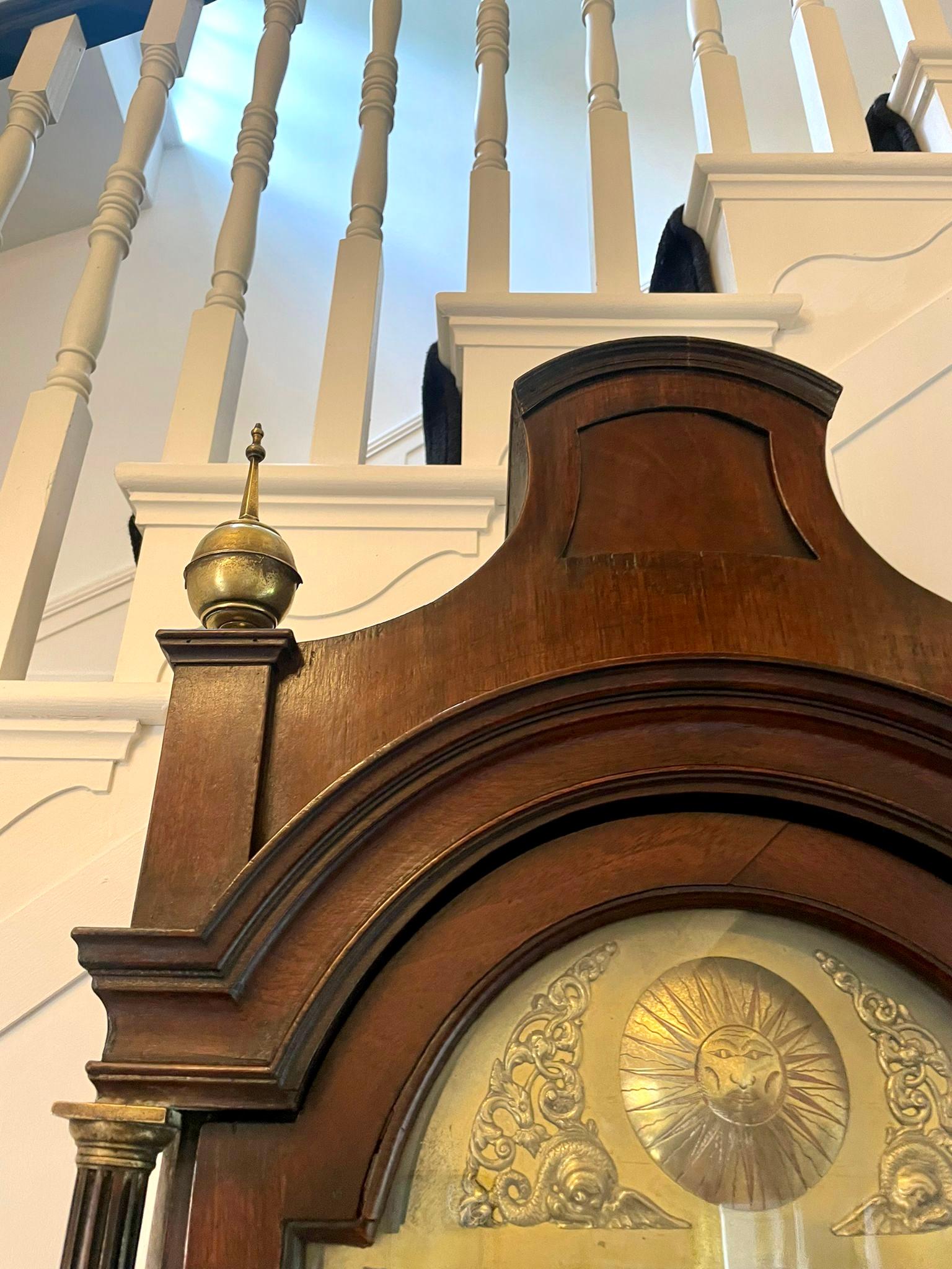 Mid-18th Century Antique George III Mahogany Longcase Clock Signed Charles Shuckburgh, London For Sale