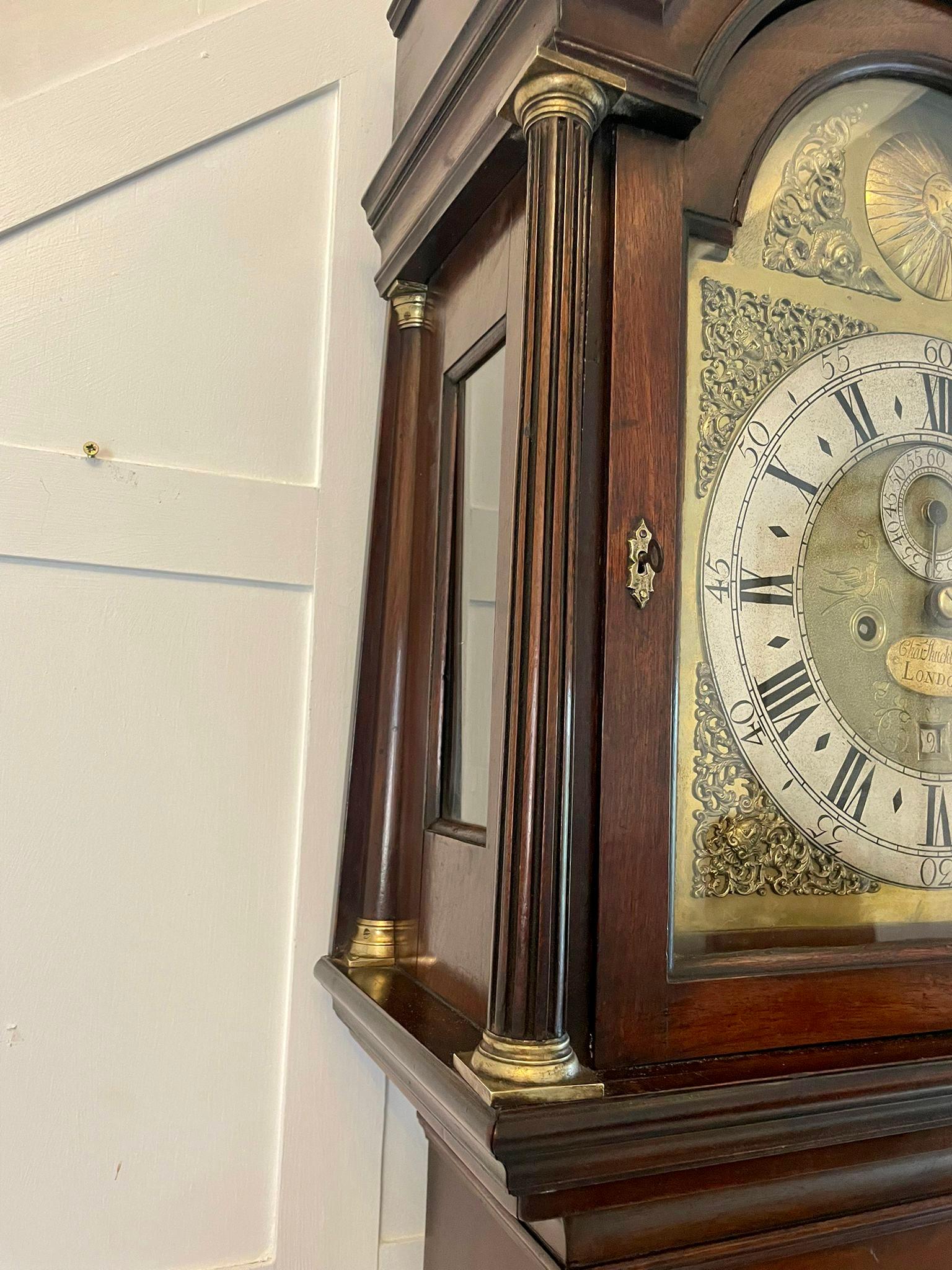 Other Antique George III Mahogany Longcase Clock Signed Charles Shuckburgh, London For Sale