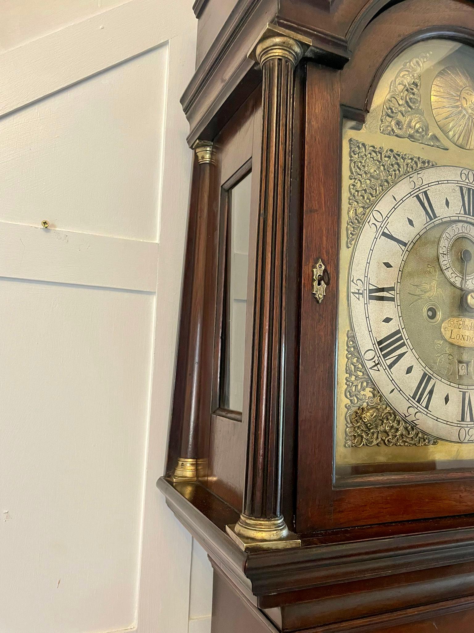Antique George III Mahogany Longcase Clock Signed Charles Shuckburgh, London For Sale 1