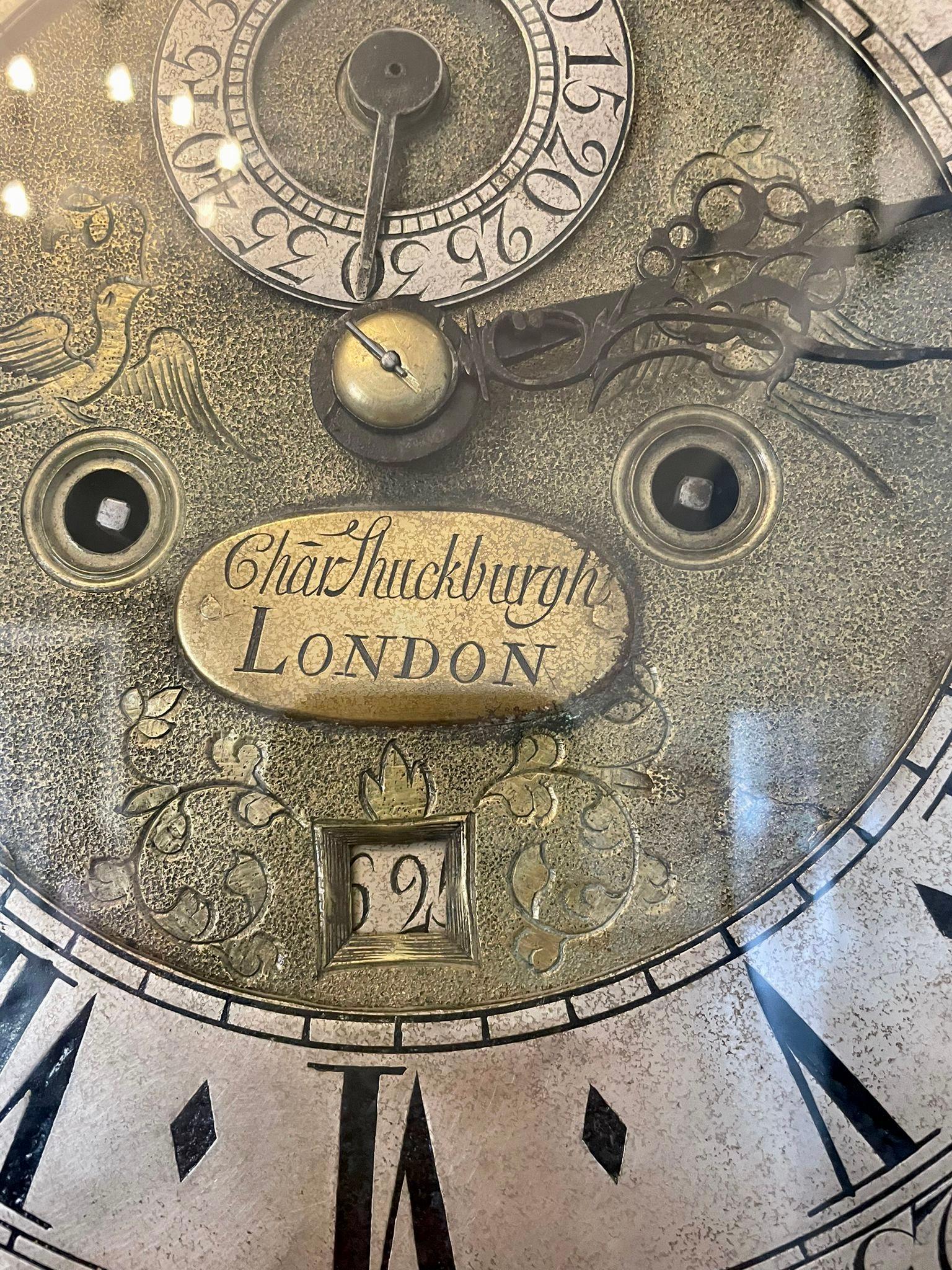 Antique George III Mahogany Longcase Clock Signed Charles Shuckburgh, London For Sale 7