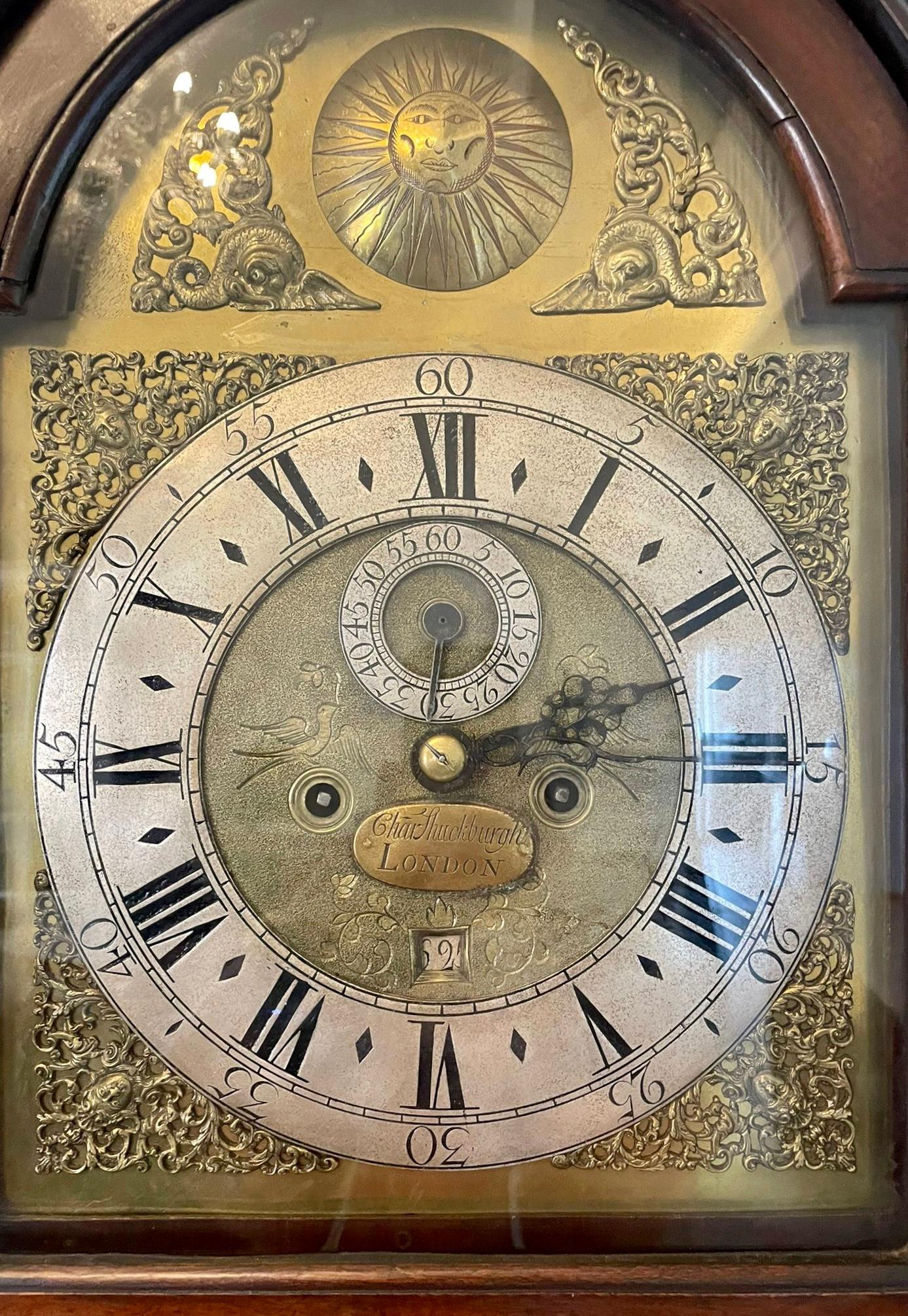 Antique George III Mahogany Longcase Clock Signed Charles Shuckburgh, London For Sale 9