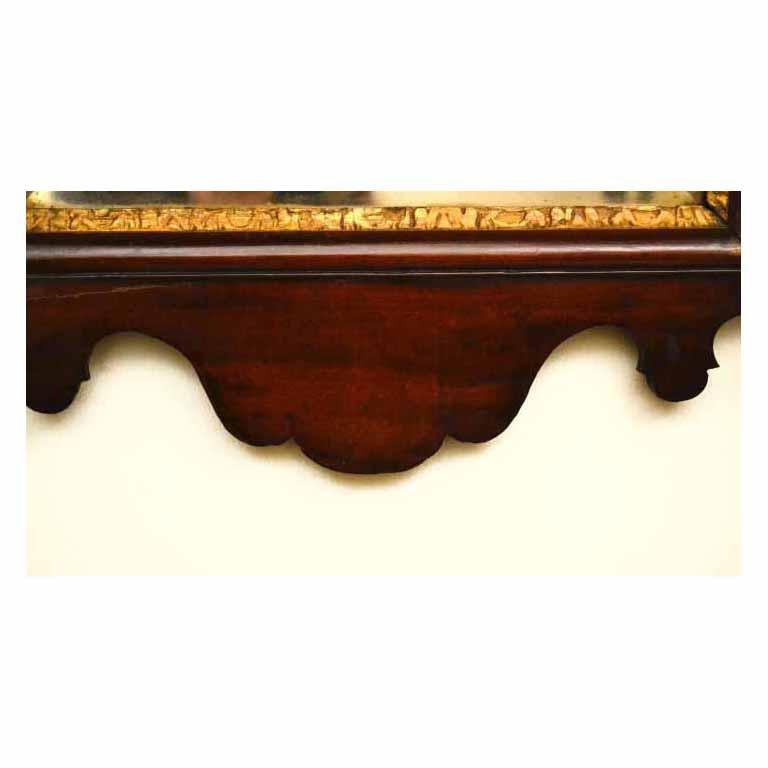 Late 18th Century Antique George III Mahogany Parcel Gilt Wall Mirror 18th C 94 x 51 cm For Sale