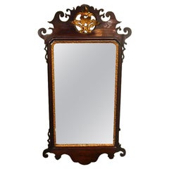 Antique George III Mahogany Parcel Gilt Wall Mirror 18th C 94 x 51 cm