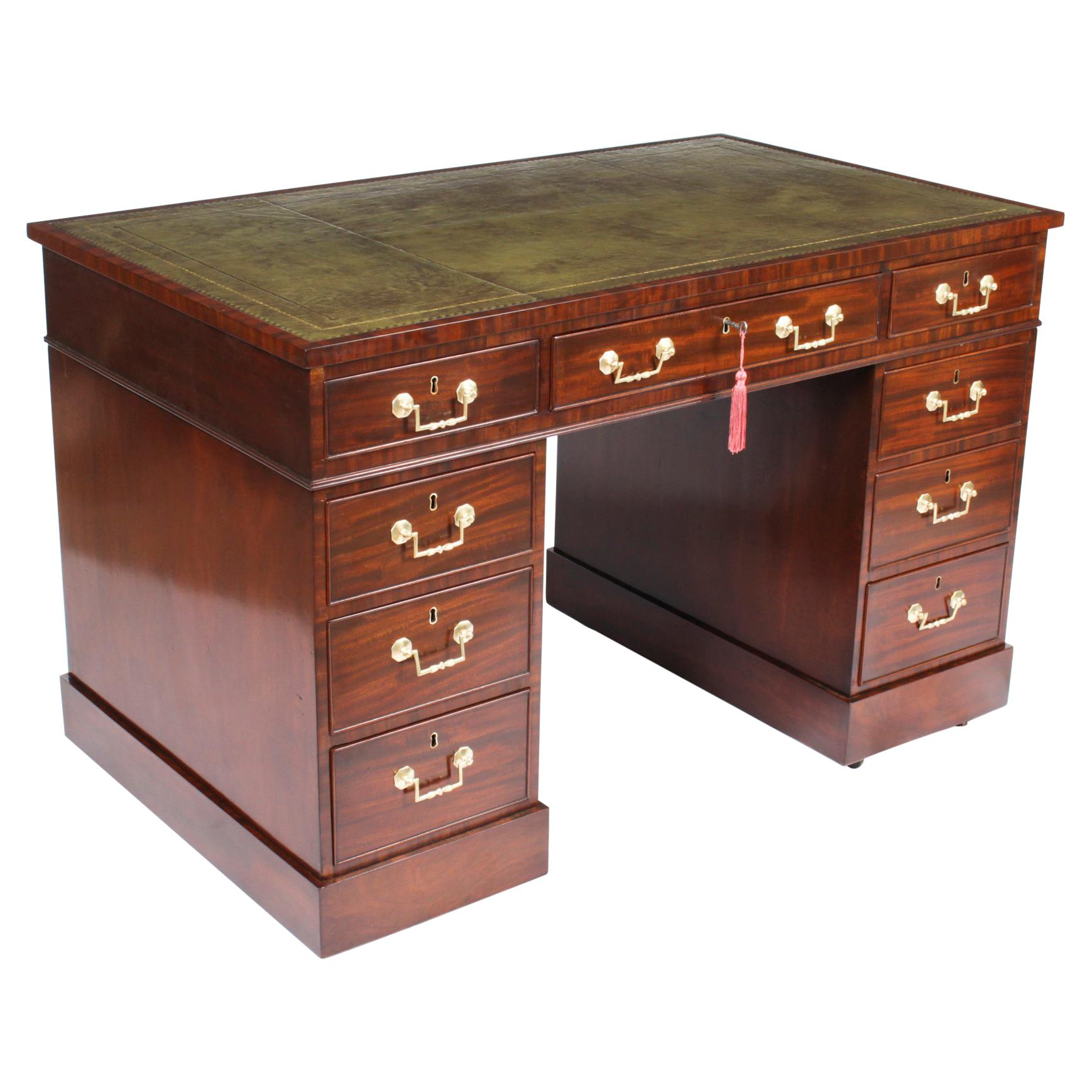 Antique Pedestal Mahogany Free Standing Partners Desks of the 18th ...