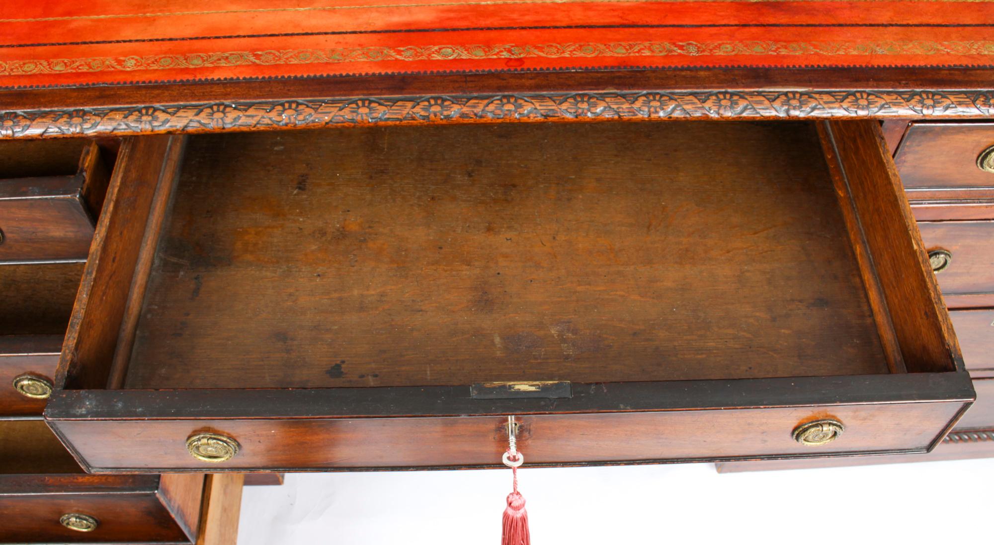 Antique George III Mahogany Pedestal Desk 19th Century 10