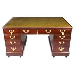 Antique George III Mahogany Pedestal Partners Desk 19th Century