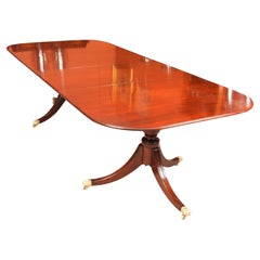 Antique George III Mahogany Twin Pillar Dining Table 18th Century