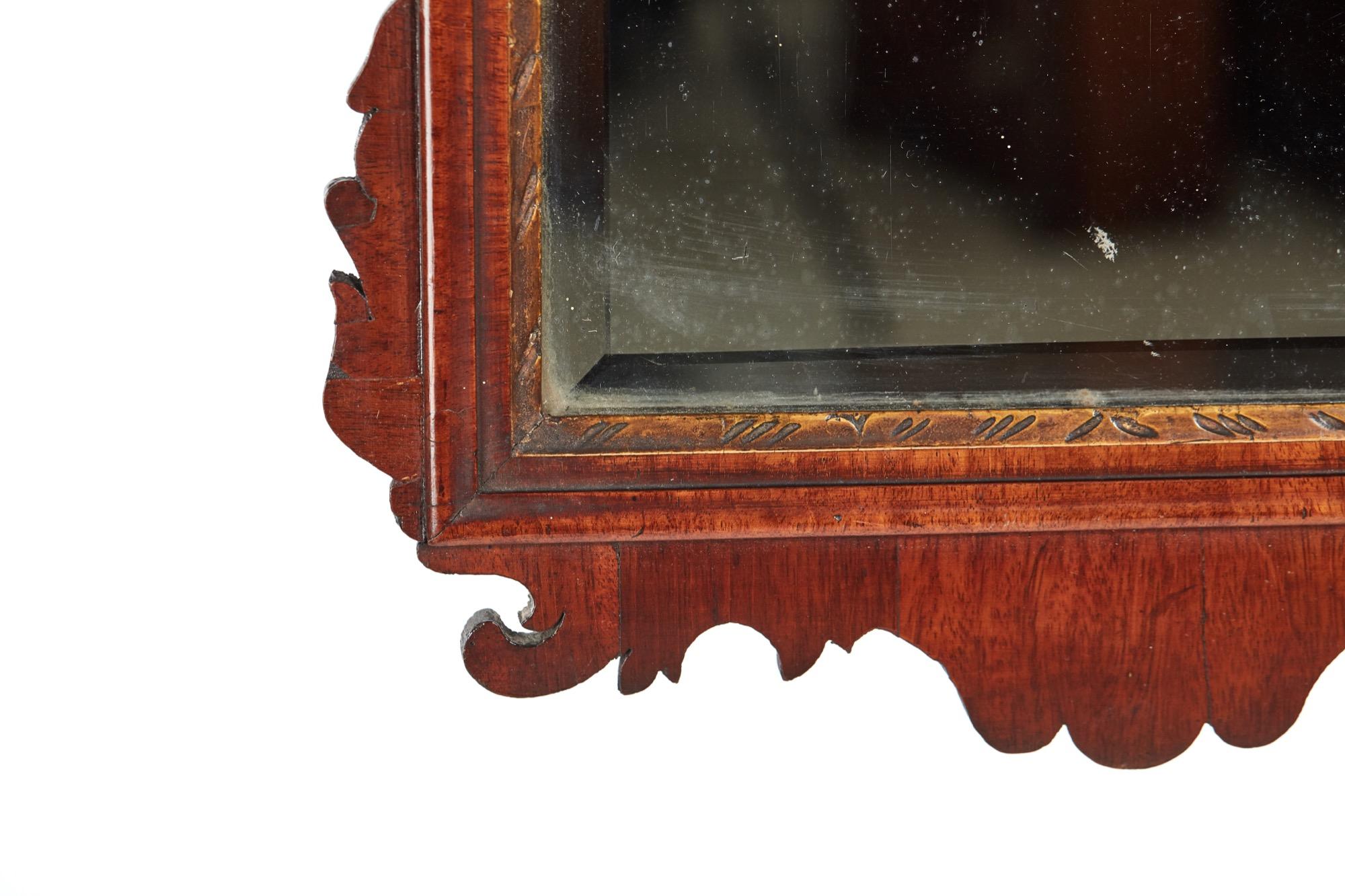 English Antique George III Mahogany Wall Mirror For Sale