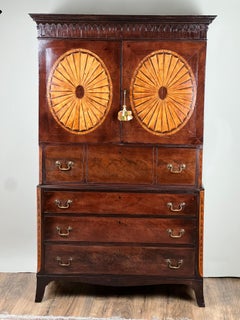 Antique George III Mahogany Wardrobe and Butlers Secretary c. Late 18th Century