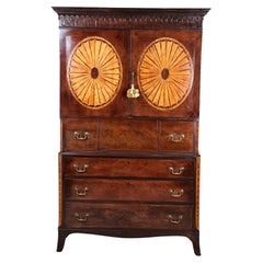 Antique George III Mahogany Wardrobe and Butlers Secretary c. Late 18th Century
