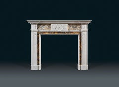 Antique George III Neoclassical Siena and White Marble Fireplace Mantel