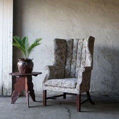 Antique George III Oak Framed Barrel Back Wingback Chair