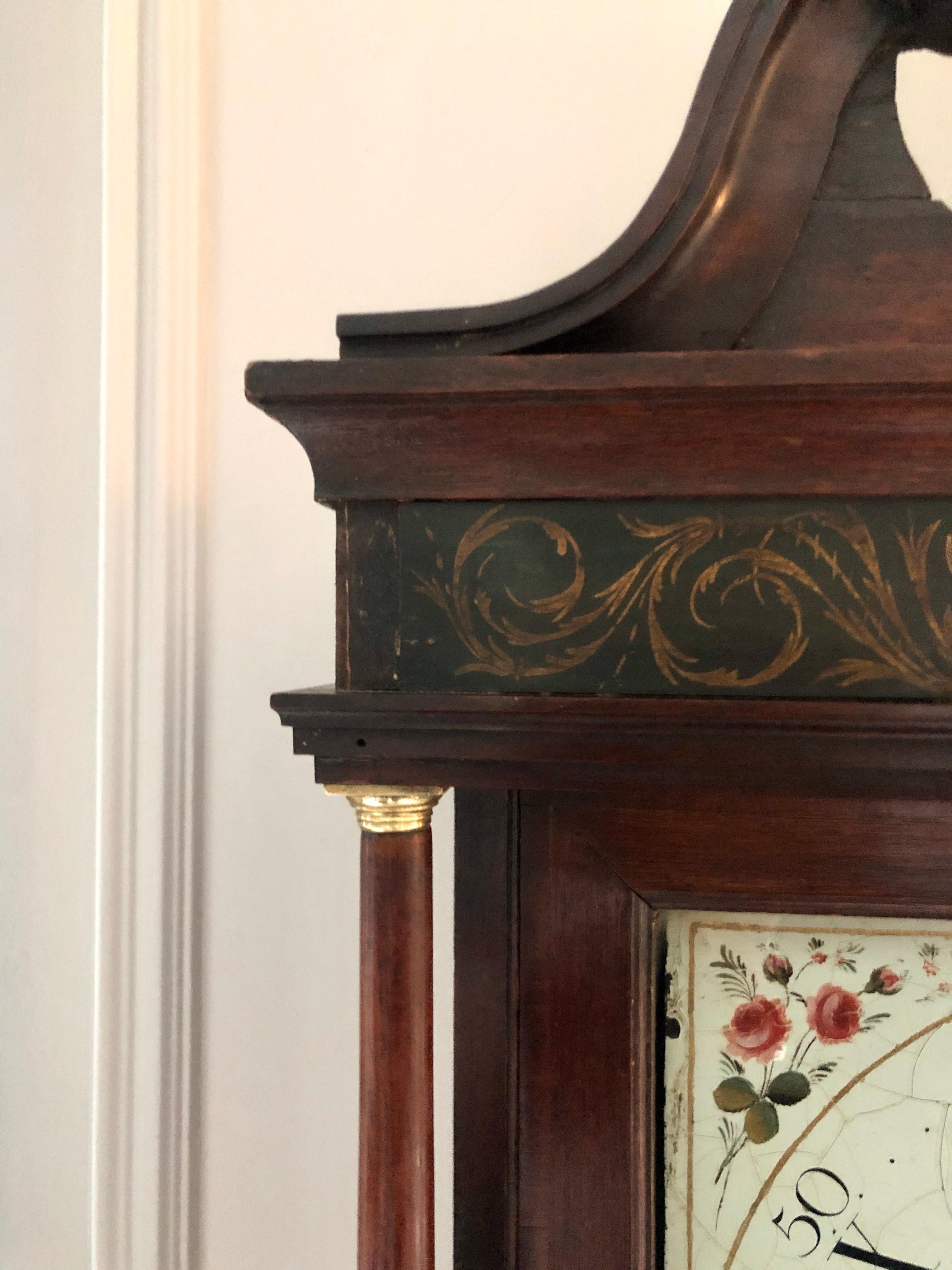 XIXe siècle Horloge de parquet ancienne en chêne George III signée John Kent, Manchester en vente