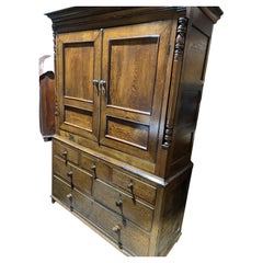 Antique George III Oak & Yew Press Housekeeper’s Cupboard