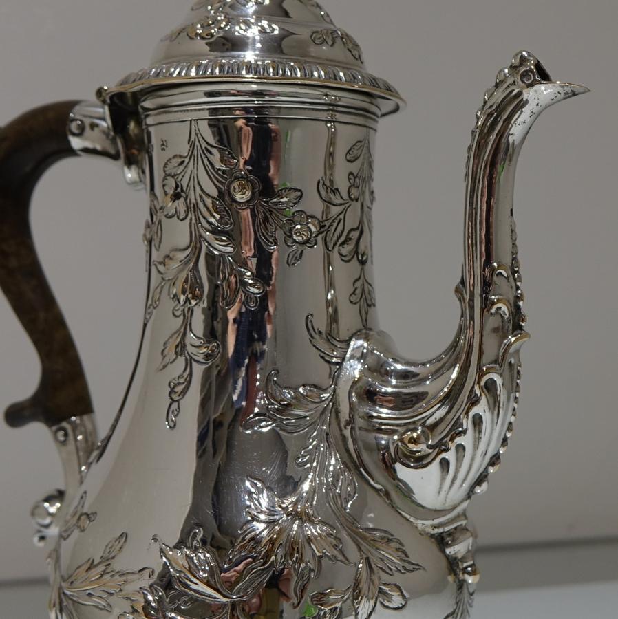 British Antique George III Old Sheffield Rococo Coffee Pot, circa 1760 For Sale