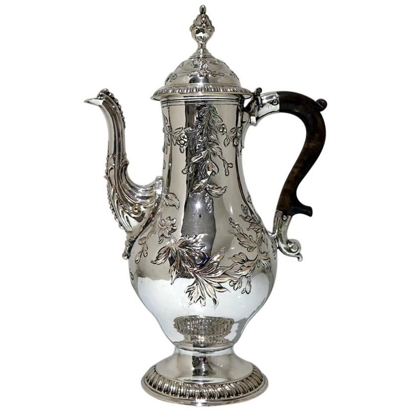 Antique George III Old Sheffield Rococo Coffee Pot, circa 1760 For Sale