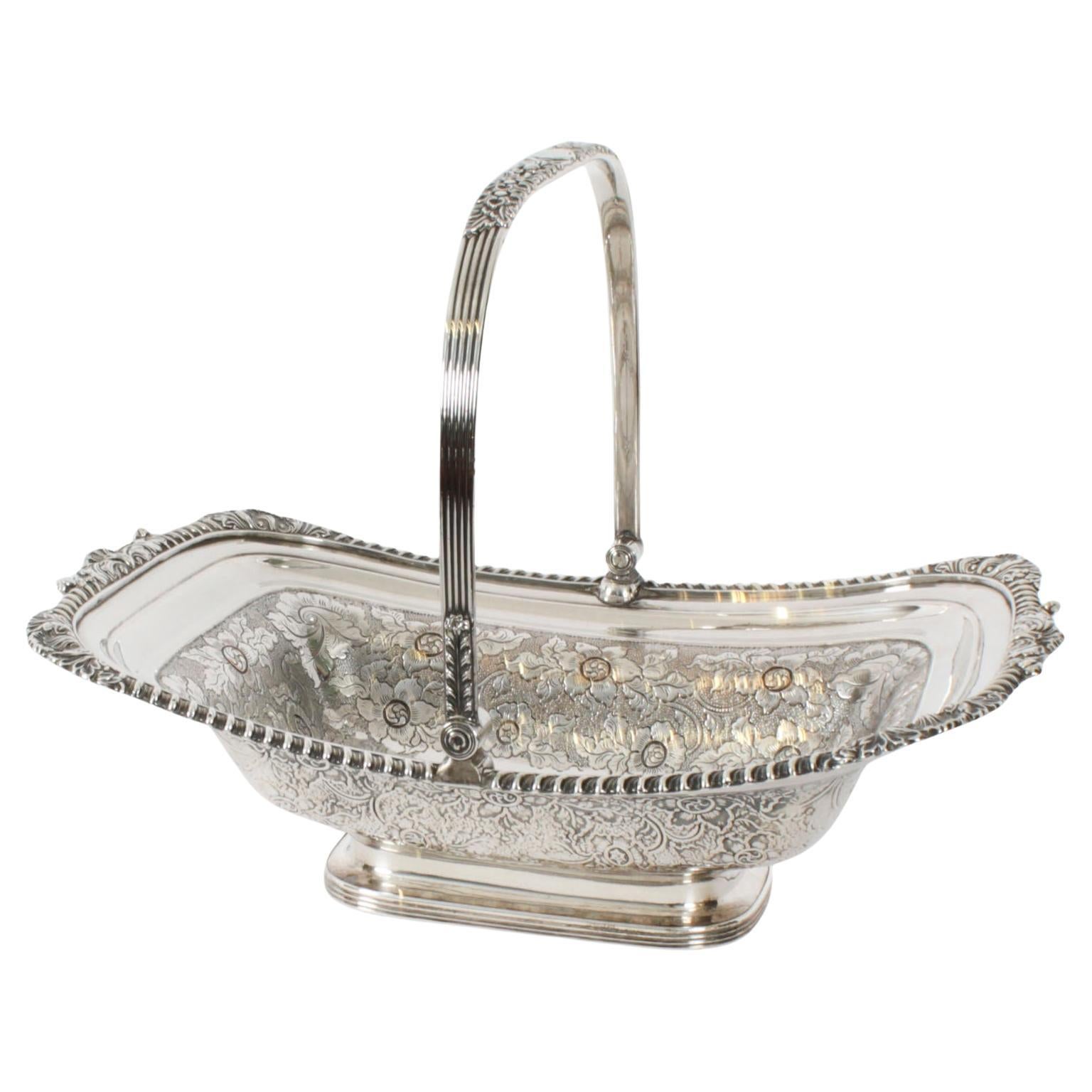 Antique George III Old Sheffield Silver on Copper Basket 19th Century