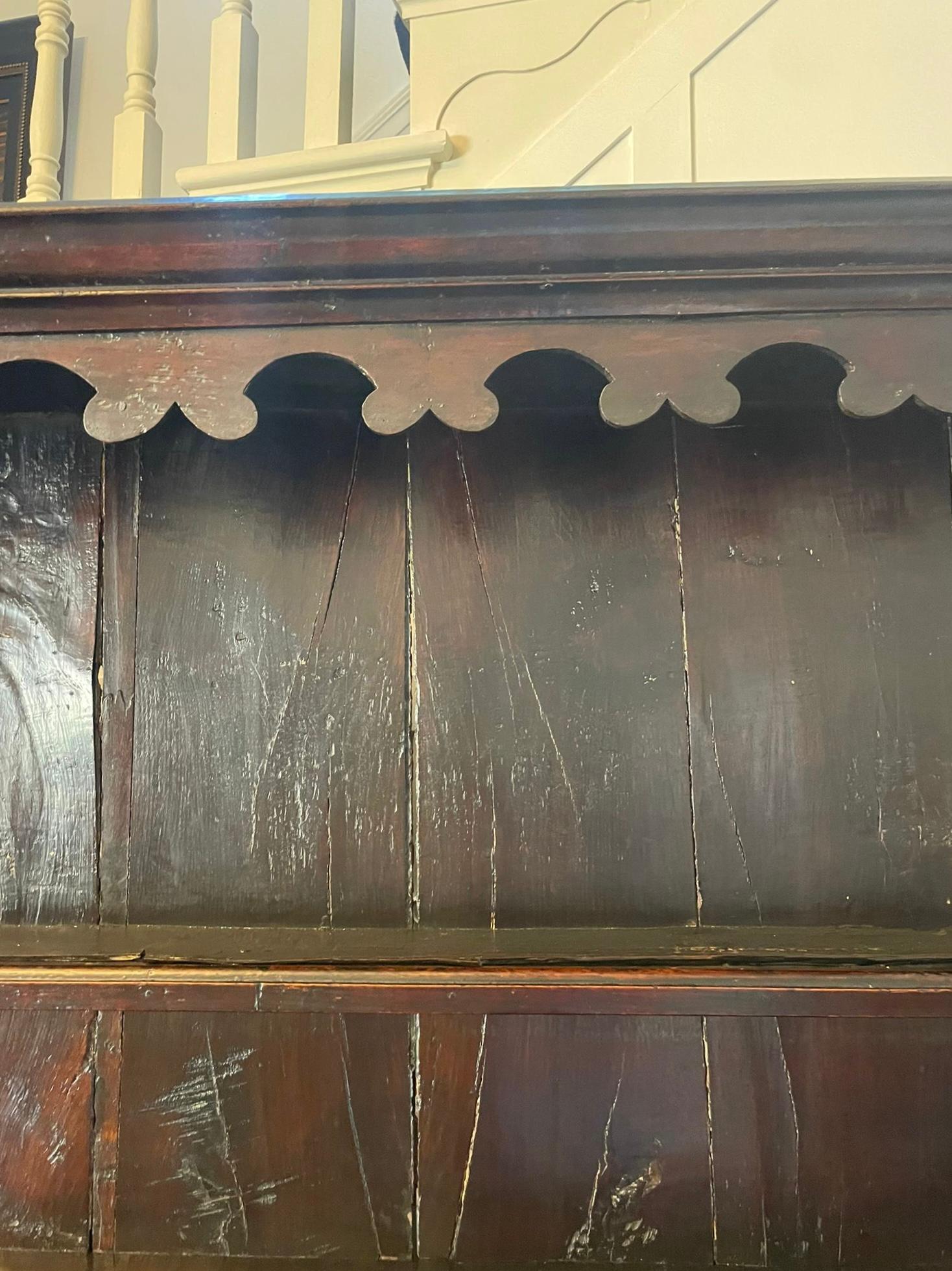 Antique George III Outstanding Quality Oak Welsh Dresser and Original Plate Rack For Sale 5