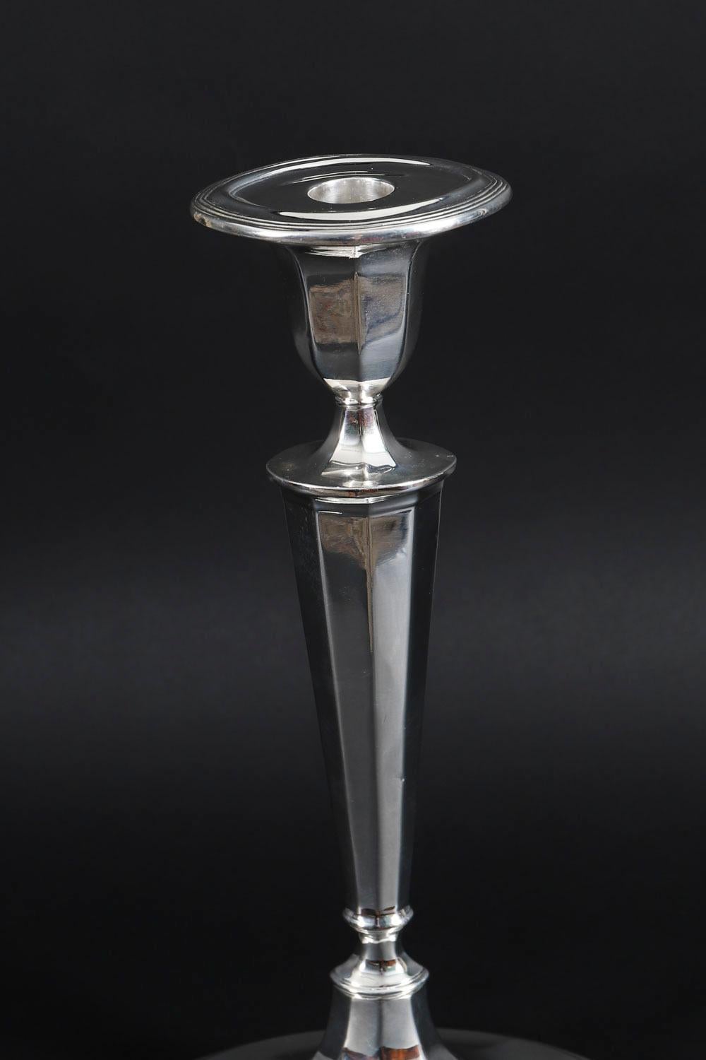 Antique George III Pair Old Sheffield Silver Plated Candlesticks 18th Century For Sale 7