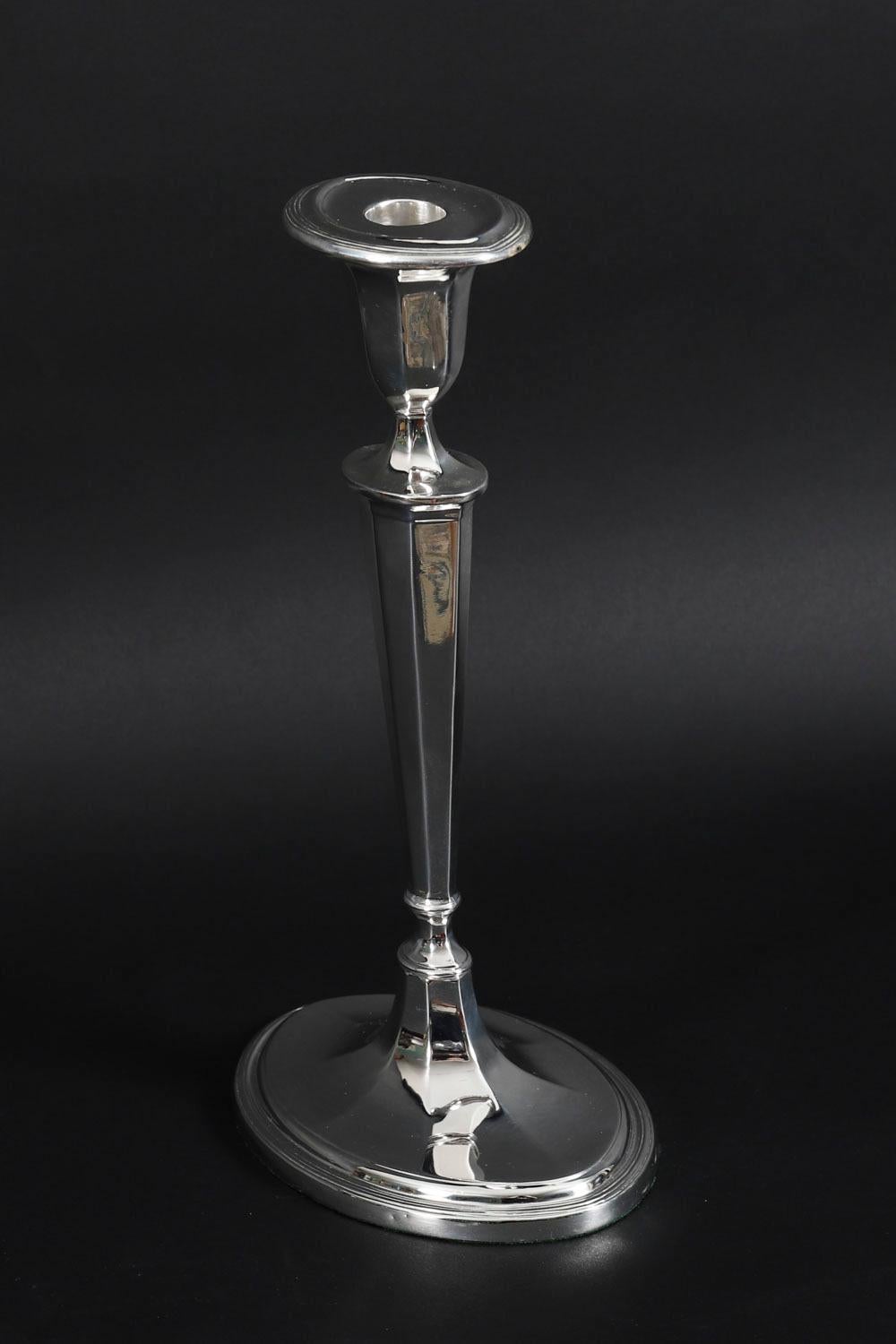 Antique George III Pair Old Sheffield Silver Plated Candlesticks 18th Century For Sale 8