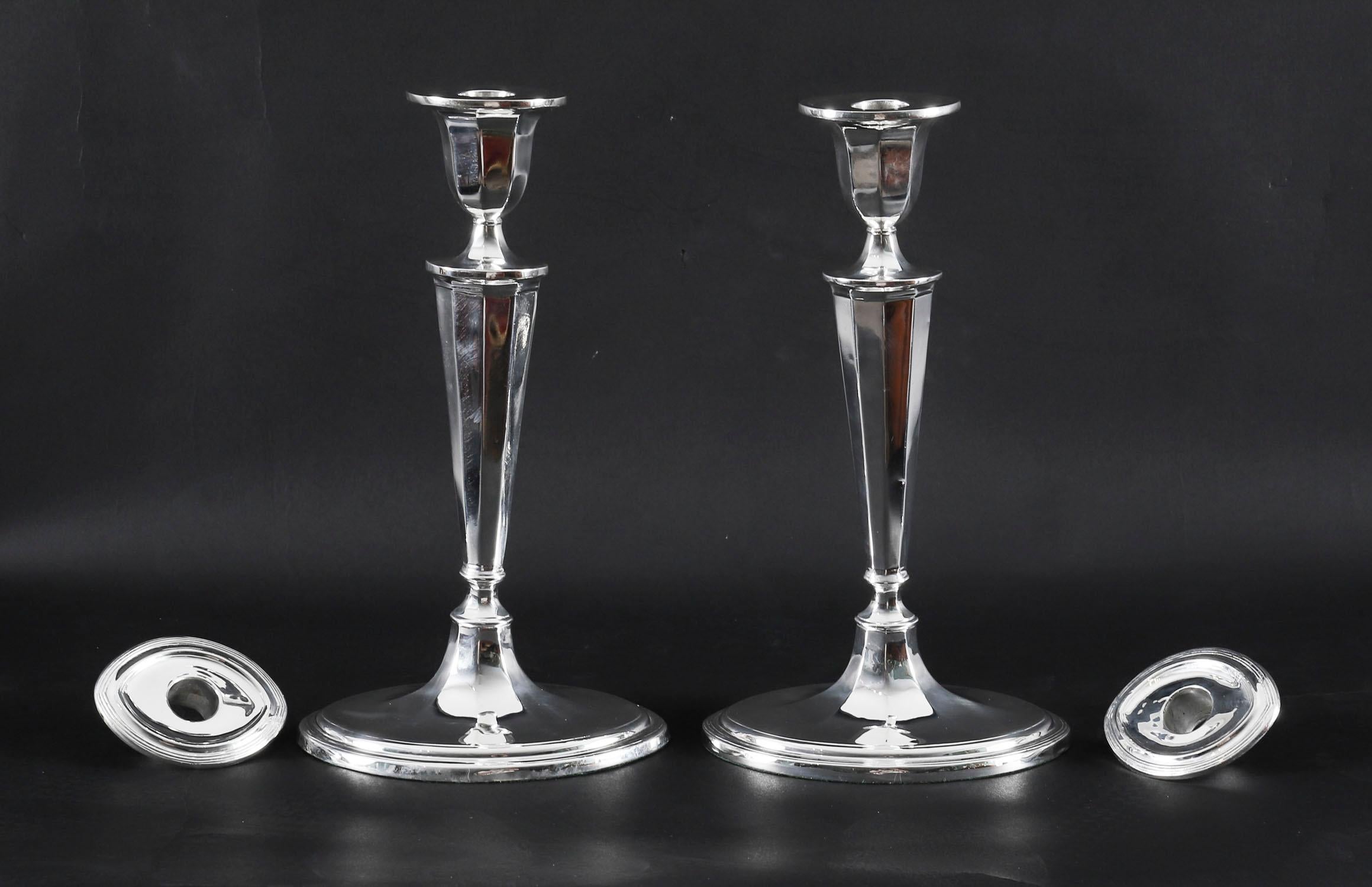 Antique George III Pair Old Sheffield Silver Plated Candlesticks 18th Century For Sale 15