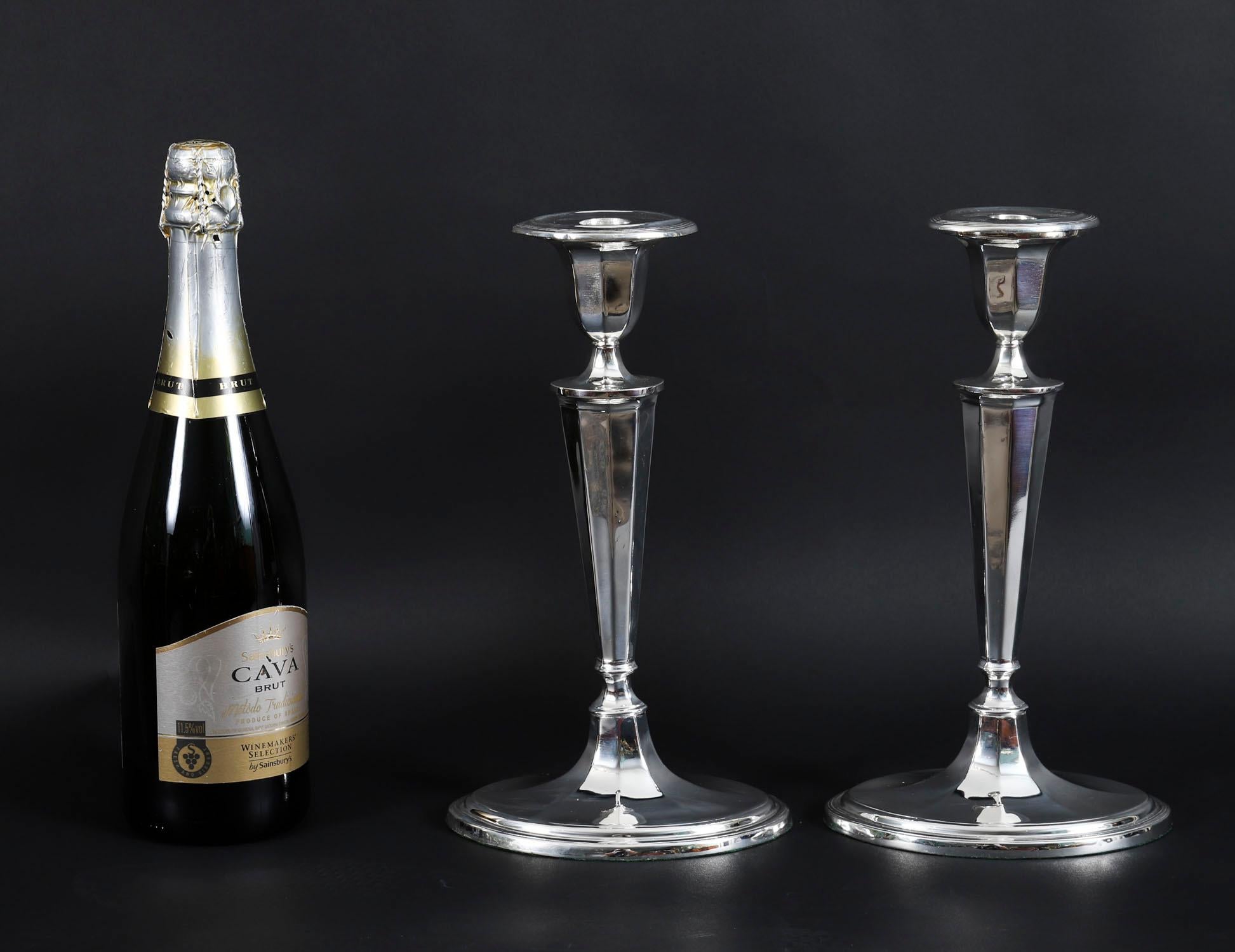 Antique George III Pair Old Sheffield Silver Plated Candlesticks 18th Century For Sale 16