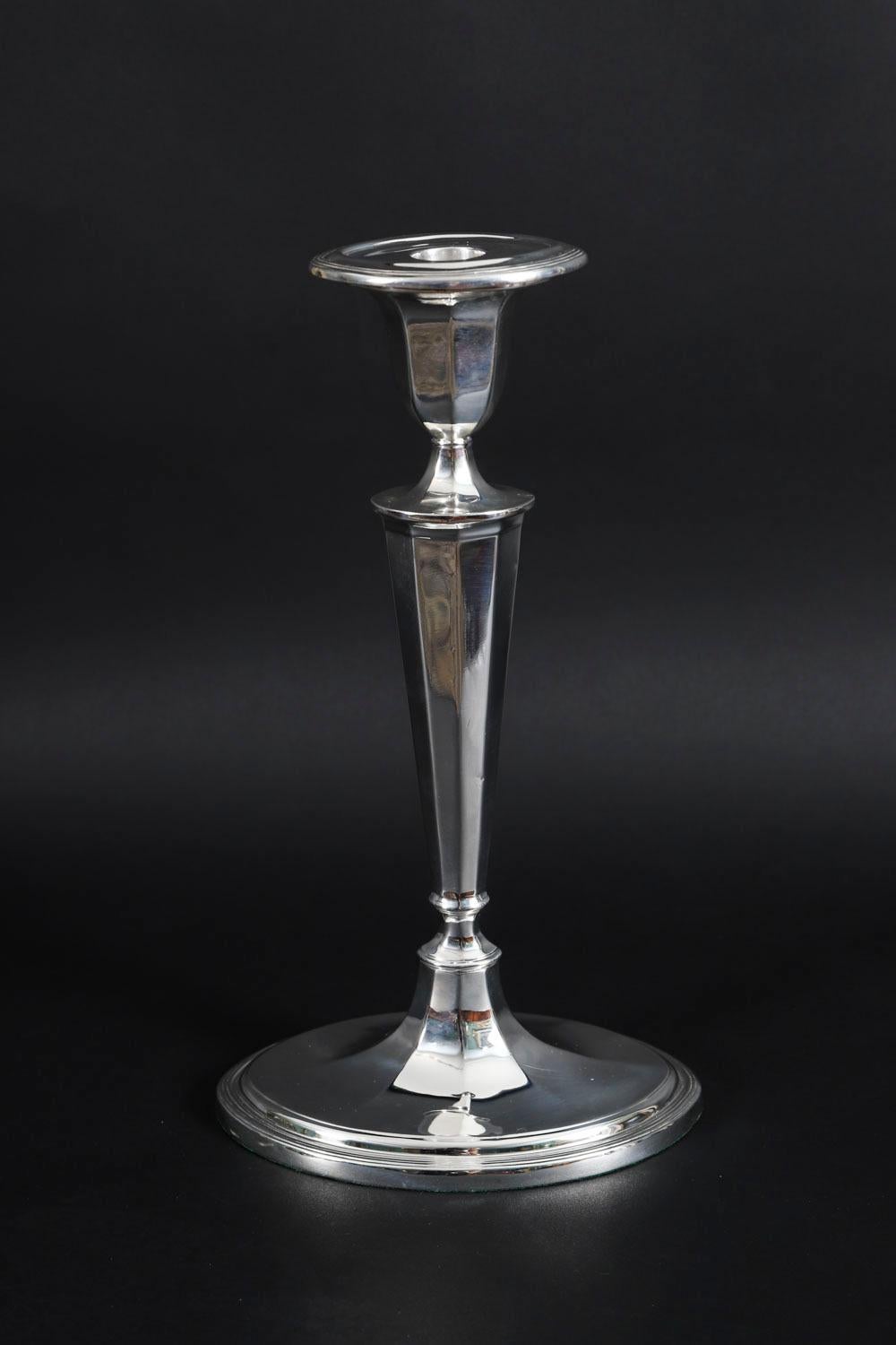 Antique George III Pair Old Sheffield Silver Plated Candlesticks 18th Century For Sale 2