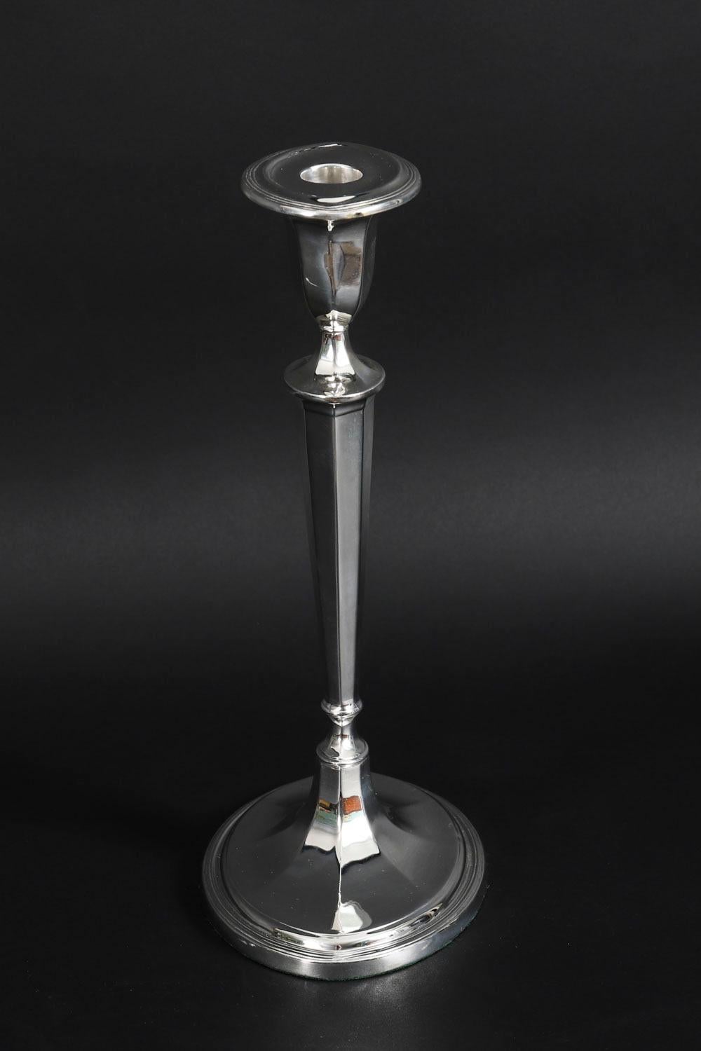 Antique George III Pair Old Sheffield Silver Plated Candlesticks 18th Century For Sale 3