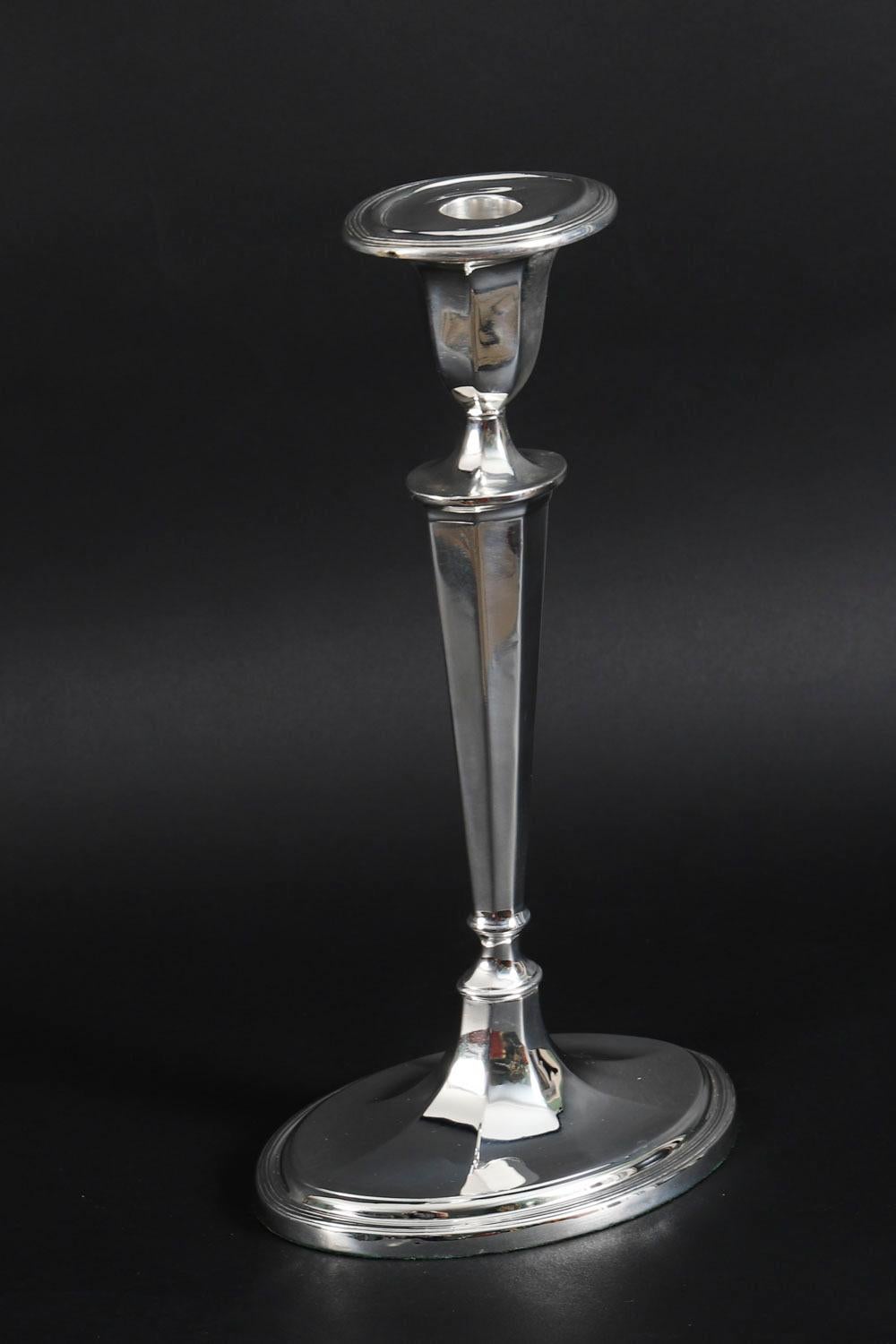 Antique George III Pair Old Sheffield Silver Plated Candlesticks 18th Century For Sale 4