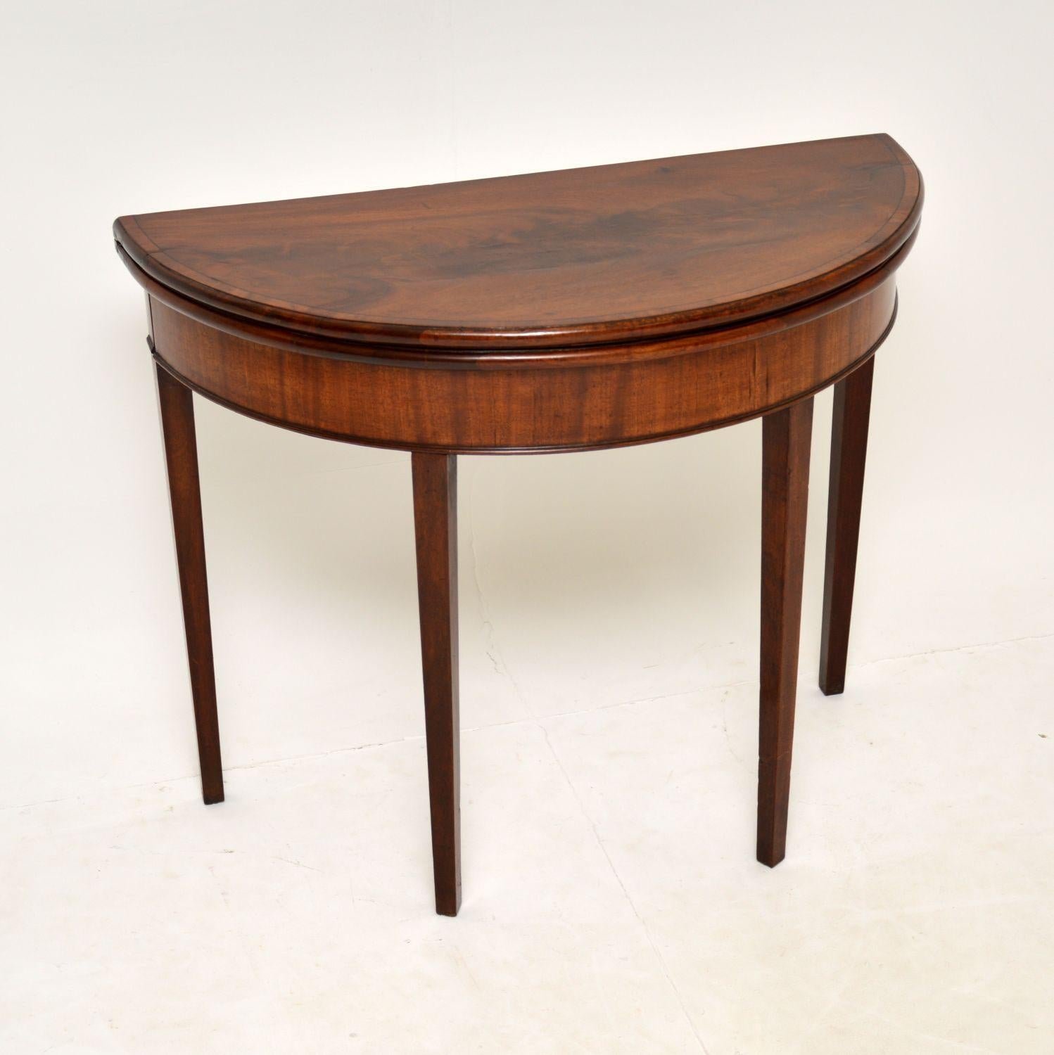 Baize Antique George III Period Card Table For Sale