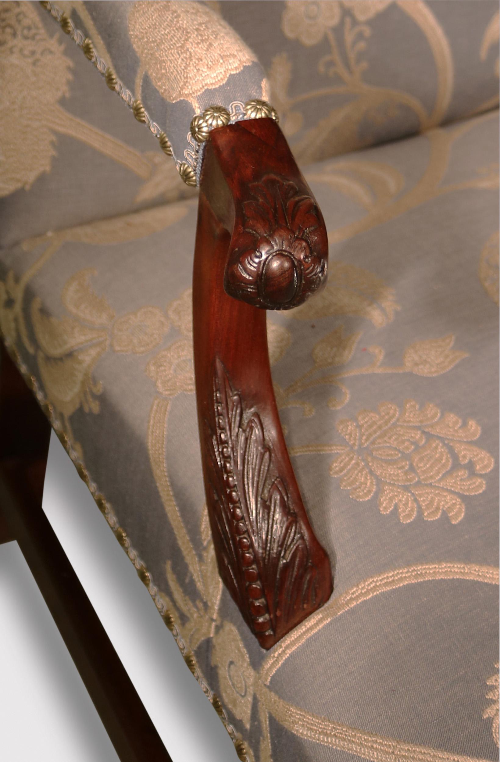 Chippendale Antique George III period carved mahogany armchair For Sale