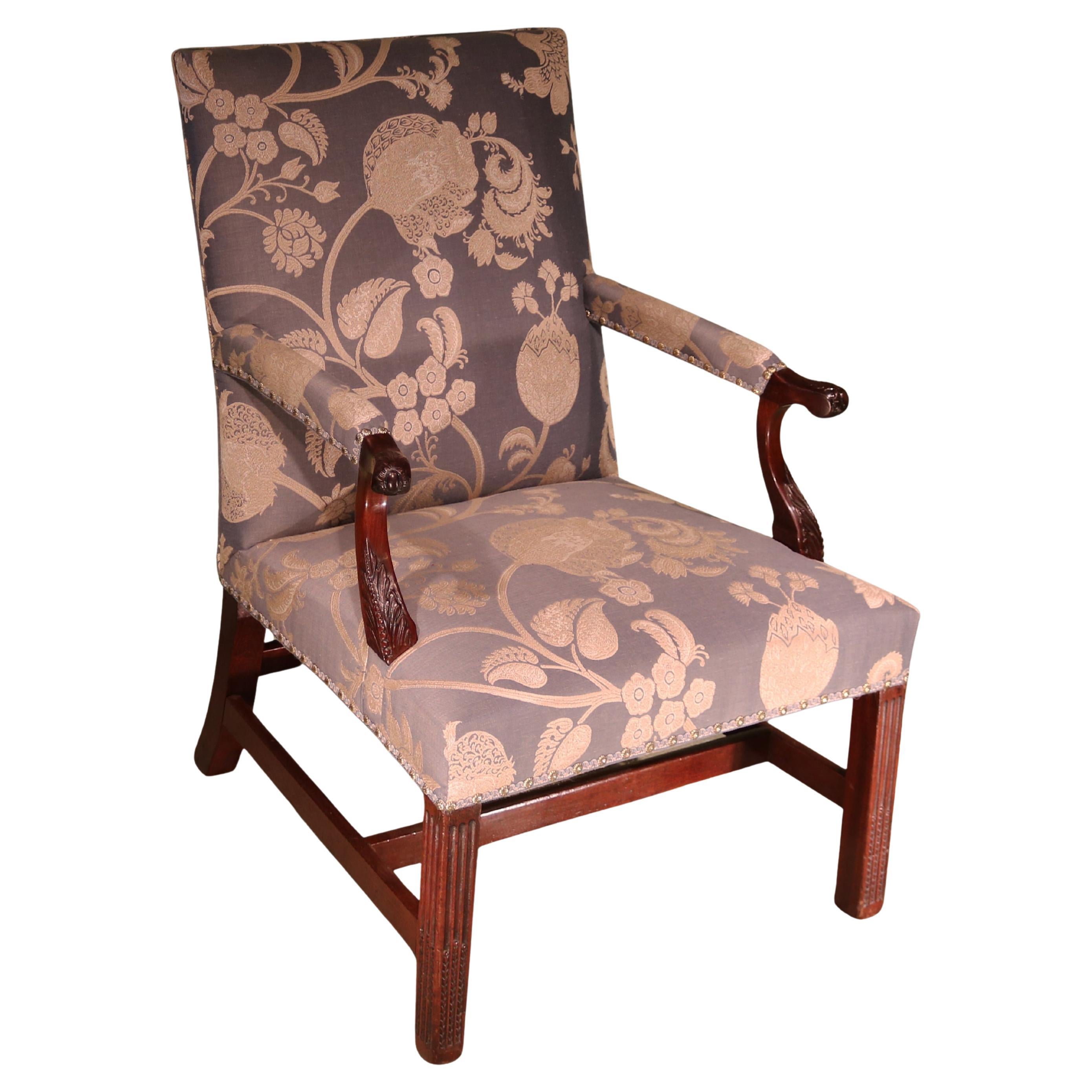 Antique George III period carved mahogany armchair