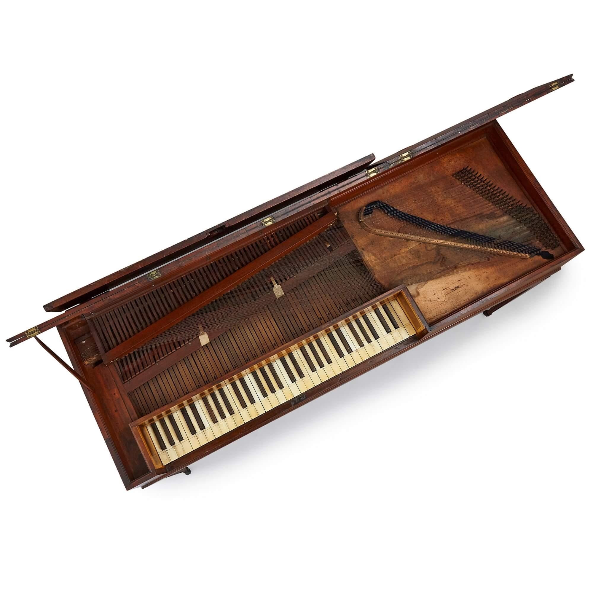 Antique George III period square piano by Beck
English, 1788
Height 81cm, width 148cm, depth 52cm

This elegant instrument is a square piano, a type popular during the eighteenth century. The piano is crafted from mahogany and is adorned with inlaid