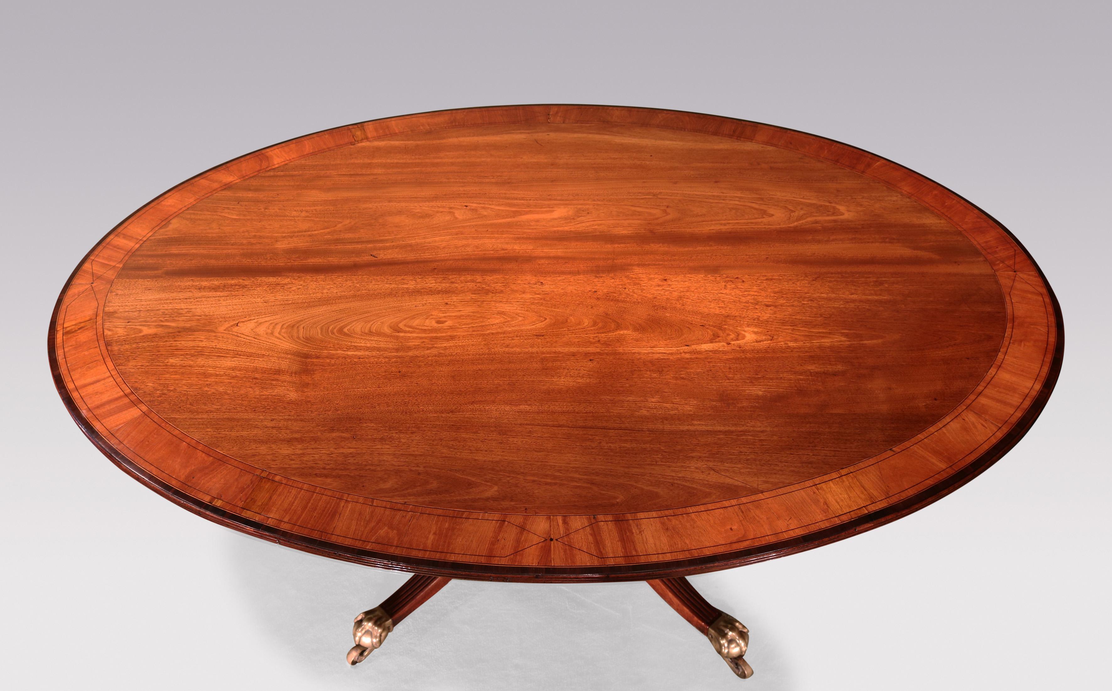 19th Century Antique George III period figured mahogany oval breakfast table For Sale