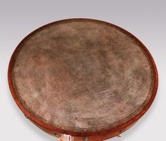 Antique George III period mahogany and satinwood drum table