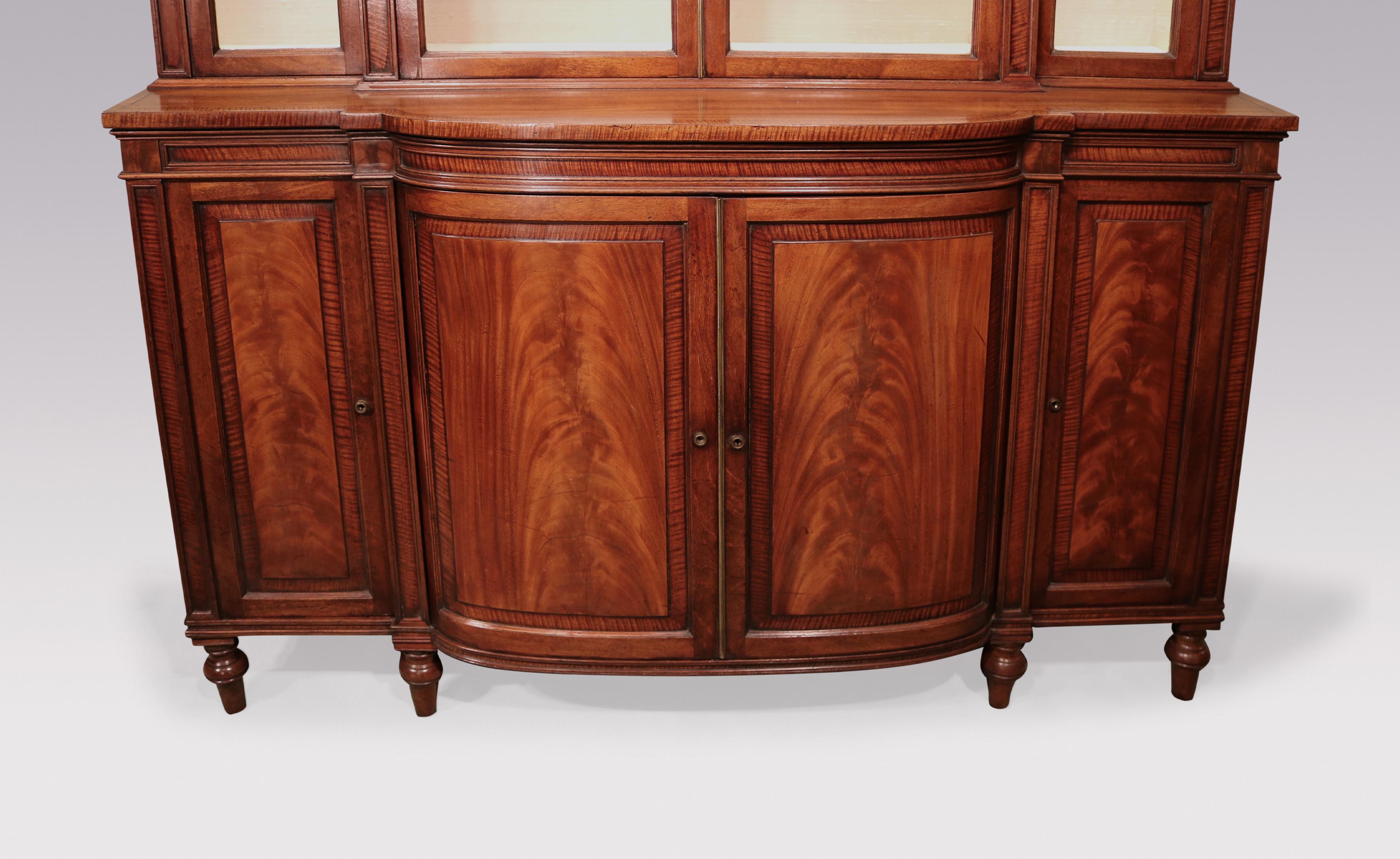 Sheraton Antique George III Period Mahogany Display Bookcase For Sale