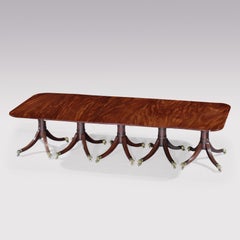 Antique George III Period Mahogany Five Pillar Dining Table