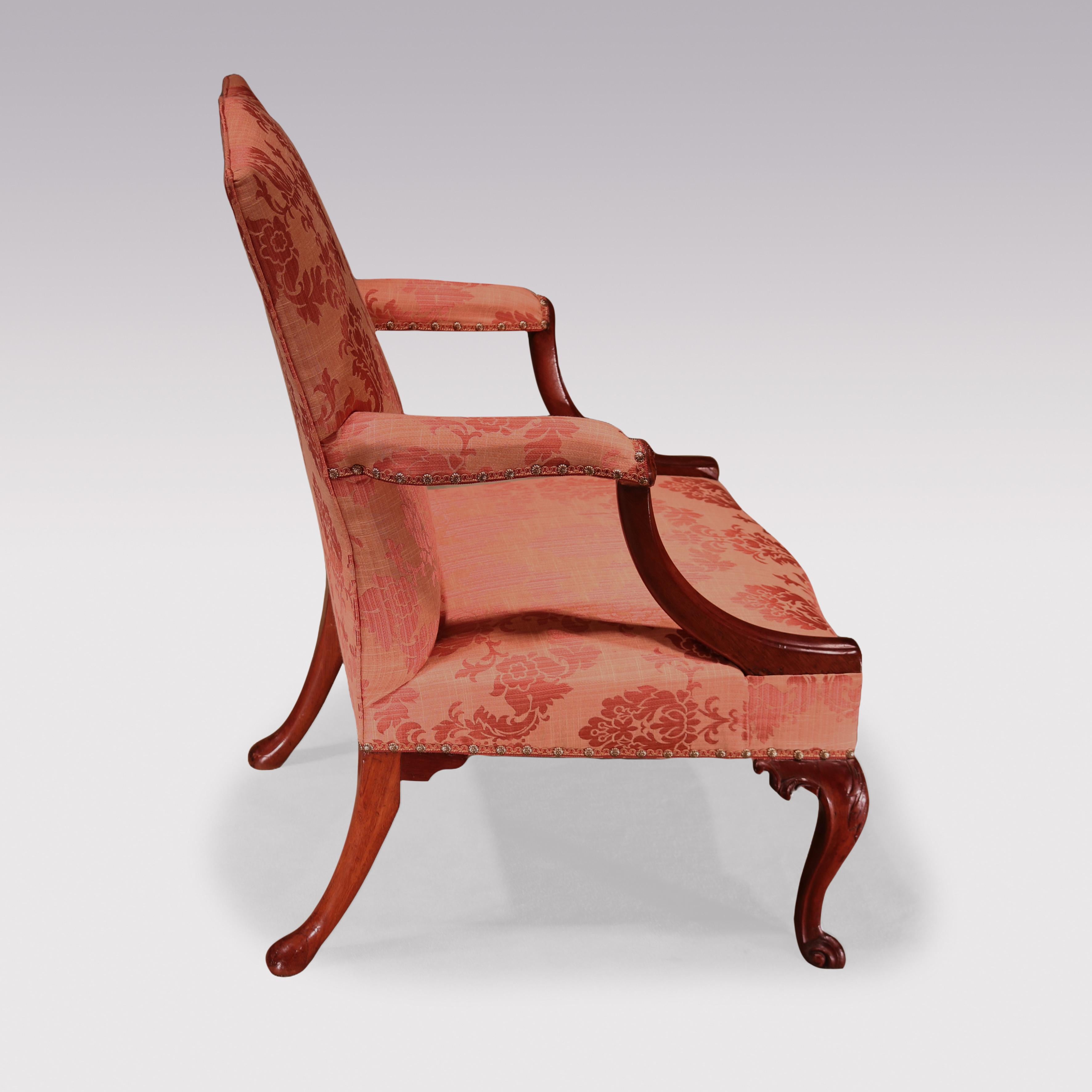 Chippendale Antique George III period mahogany Gainsborough library armchair For Sale